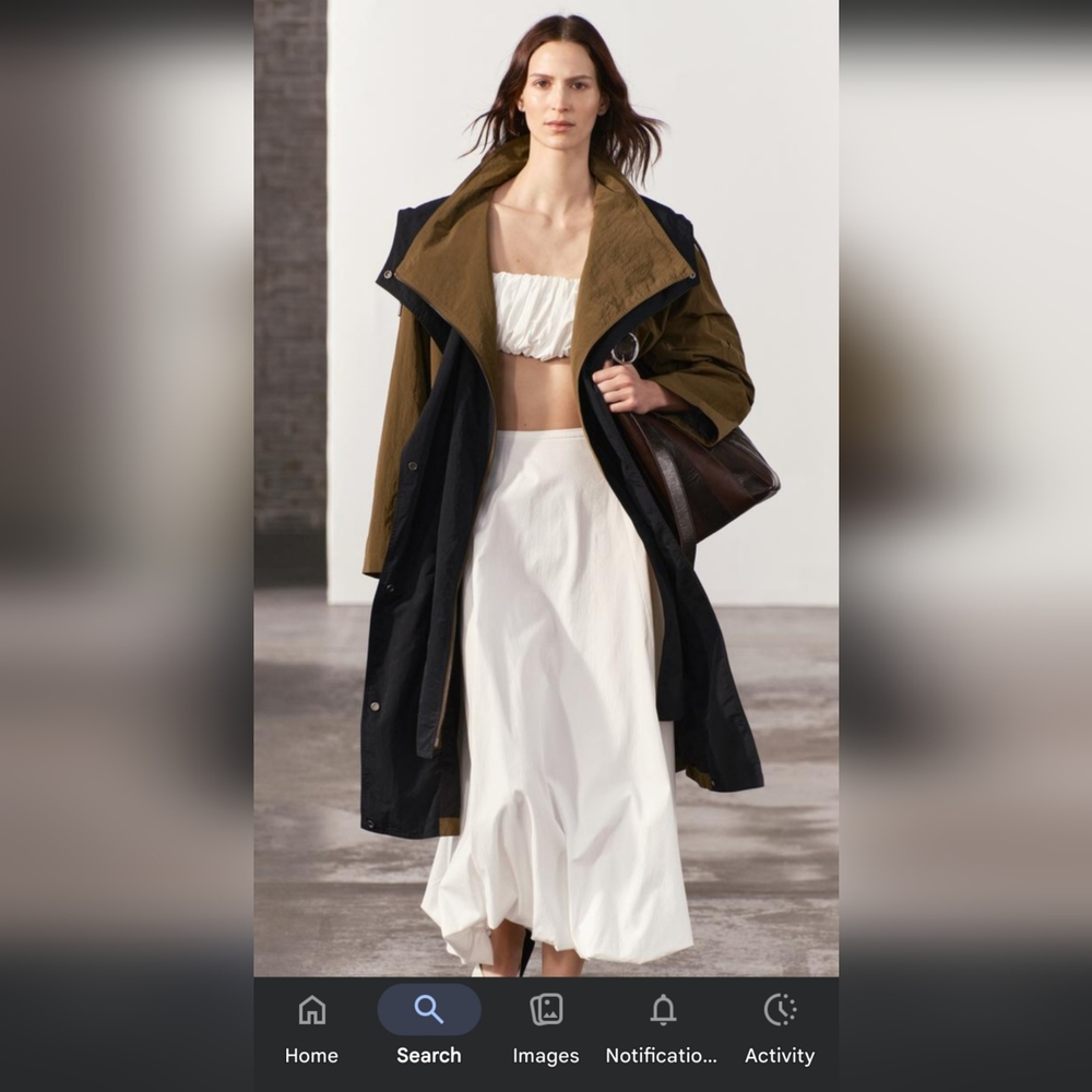 Zara ZW Collection Khaki Trench Coat with Black Collar